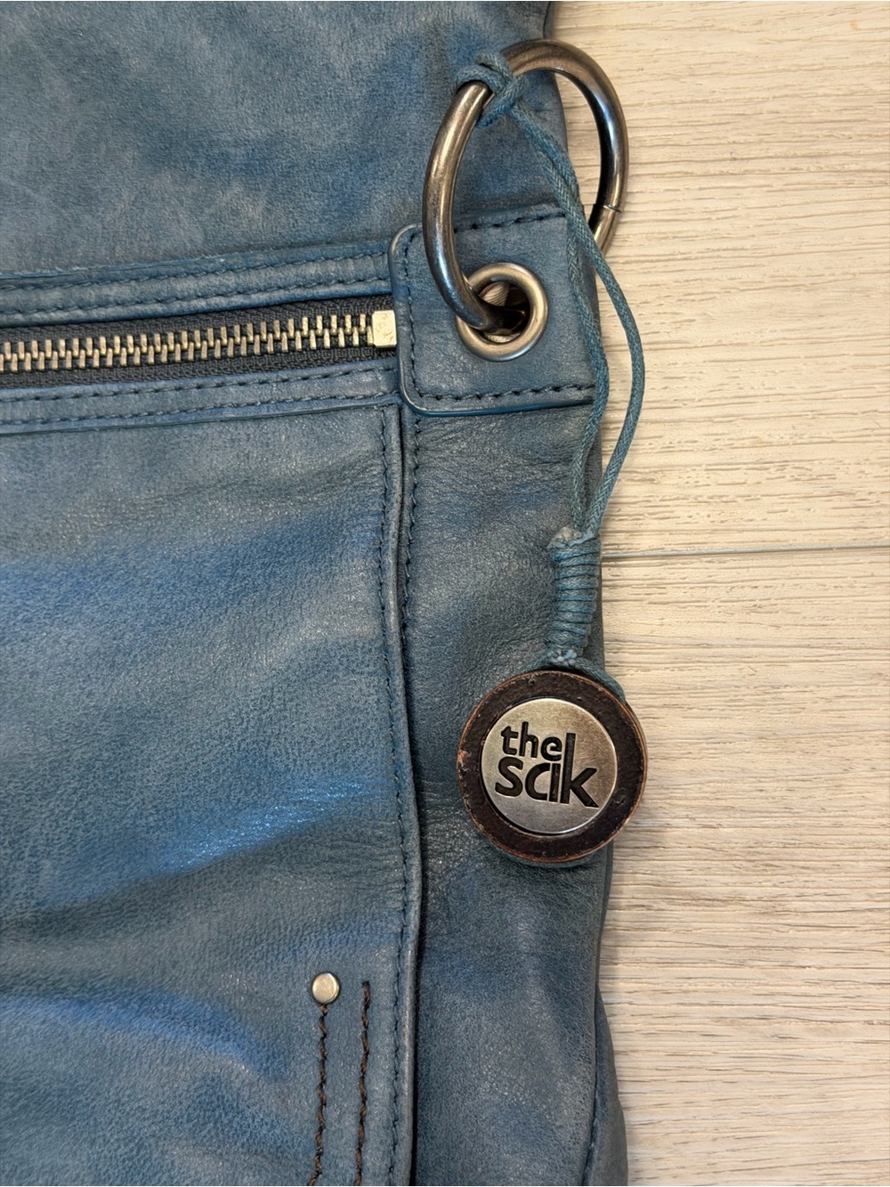 The Sak Leather Blue Crossbody Bag Purse Wear Multiple Ways Boho Travel Y2K - Picture 11 of 16